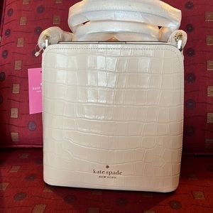 Kate Spade crocs embossed small bucket bag